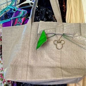 Grey Disney Tote Bag with Green Liner